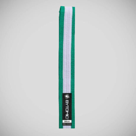 Green/White Stripe Bytomic 100% Cotton Martial Arts Belt at Bytomic Trade and Wholesale