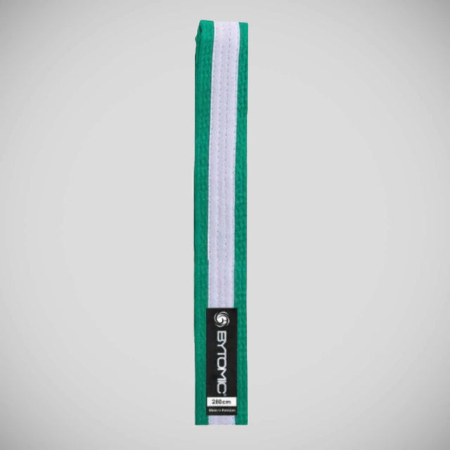 Green/White Stripe Bytomic Martial Arts Belt    at Bytomic Trade and Wholesale