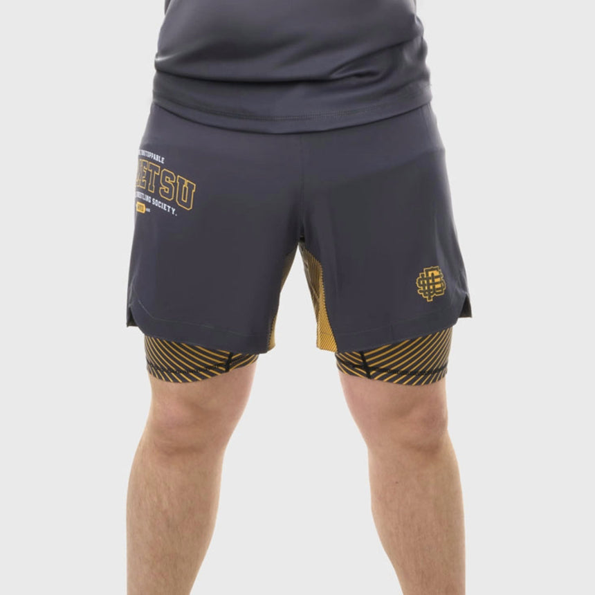 Grey Fumetsu Varsity Dual Layer Fight Shorts    at Bytomic Trade and Wholesale