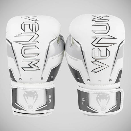 Grey/White Venum Elite Evo Boxing Gloves    at Bytomic Trade and Wholesale