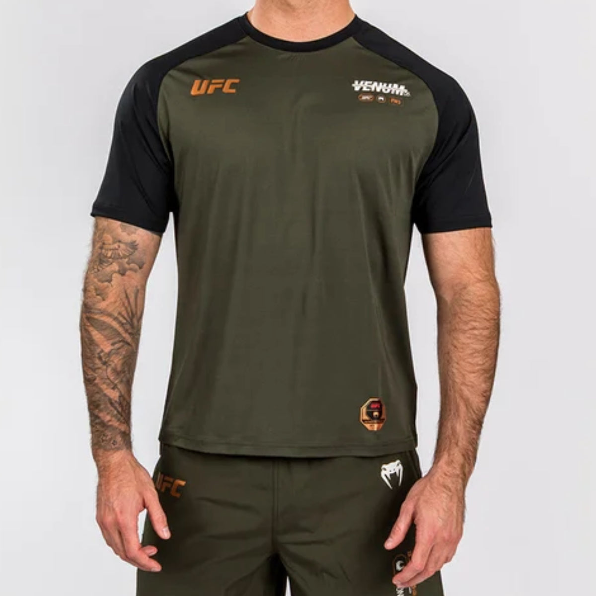 Khaki/Bronze Venum UFC Adrenaline Authentic Fight Week Dry Tech T-Shirt    at Bytomic Trade and Wholesale