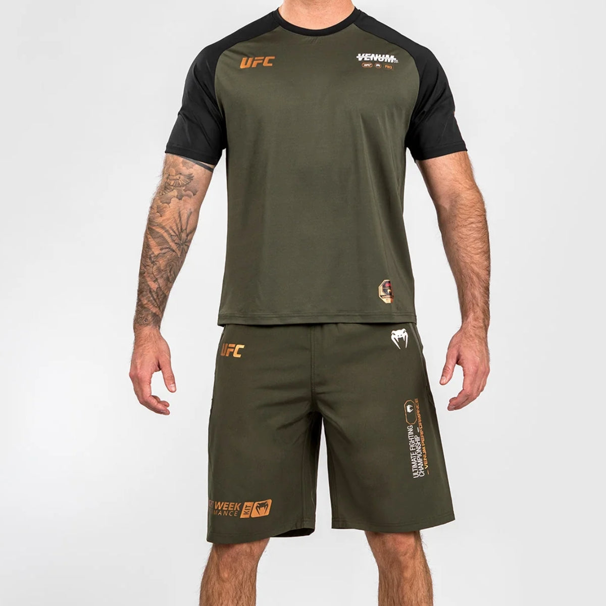 Khaki/Bronze Venum UFC Adrenaline Authentic Fight Week Performance Shorts    at Bytomic Trade and Wholesale