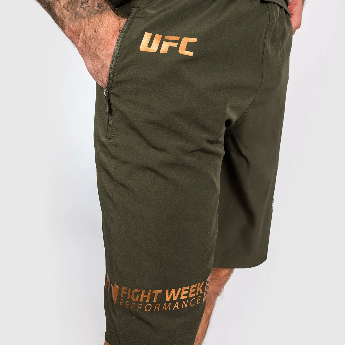 Khaki/Bronze Venum UFC Adrenaline Authentic Fight Week Performance Shorts    at Bytomic Trade and Wholesale