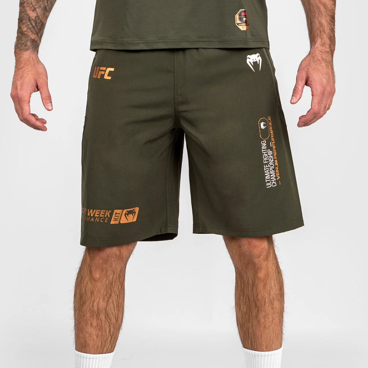 Khaki/Bronze Venum UFC Adrenaline Authentic Fight Week Performance Shorts    at Bytomic Trade and Wholesale