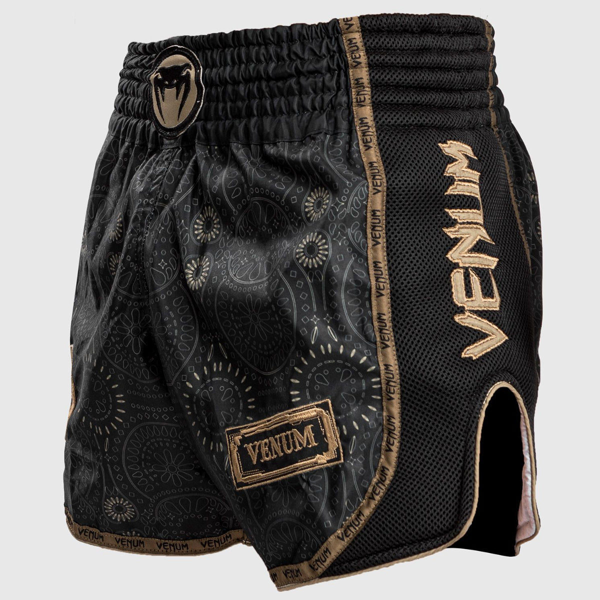 Black/Brown Venum Santa Muerte Dark Side Muay Thai Shorts    at Bytomic Trade and Wholesale