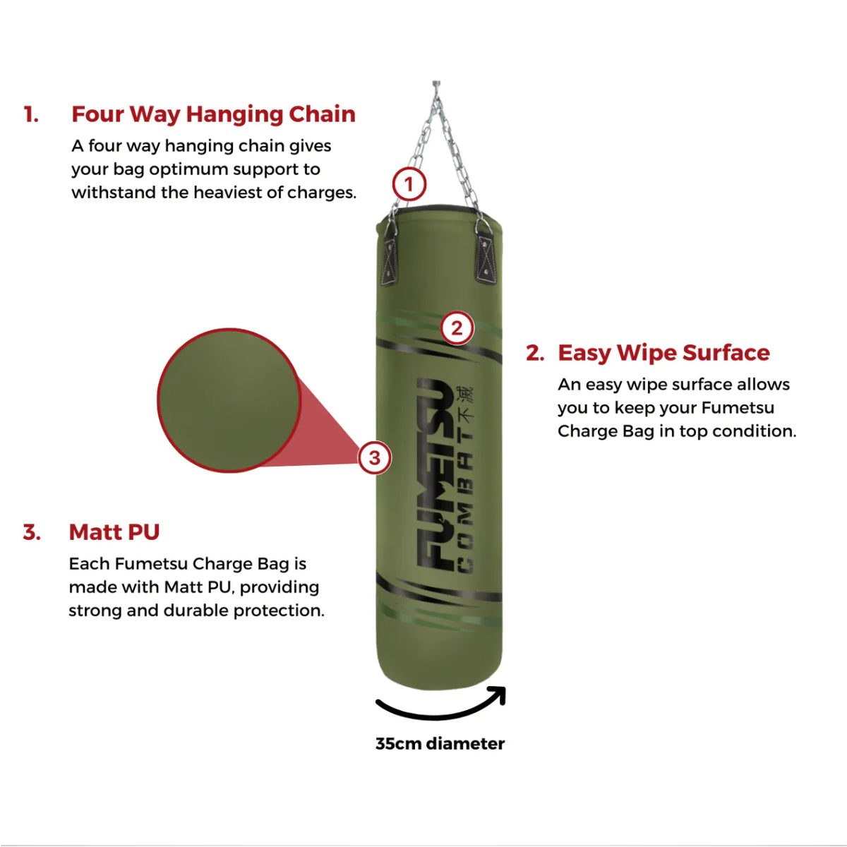 Fumetsu Charge 4ft Punch Bag Khaki    at Bytomic Trade and Wholesale