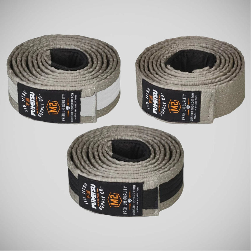 Grey/White Fumetsu V2 Kids BJJ Belt    at Bytomic Trade and Wholesale