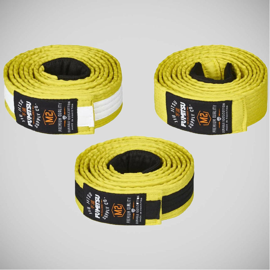 Yellow/White Fumetsu V2 Kids BJJ Belt    at Bytomic Trade and Wholesale