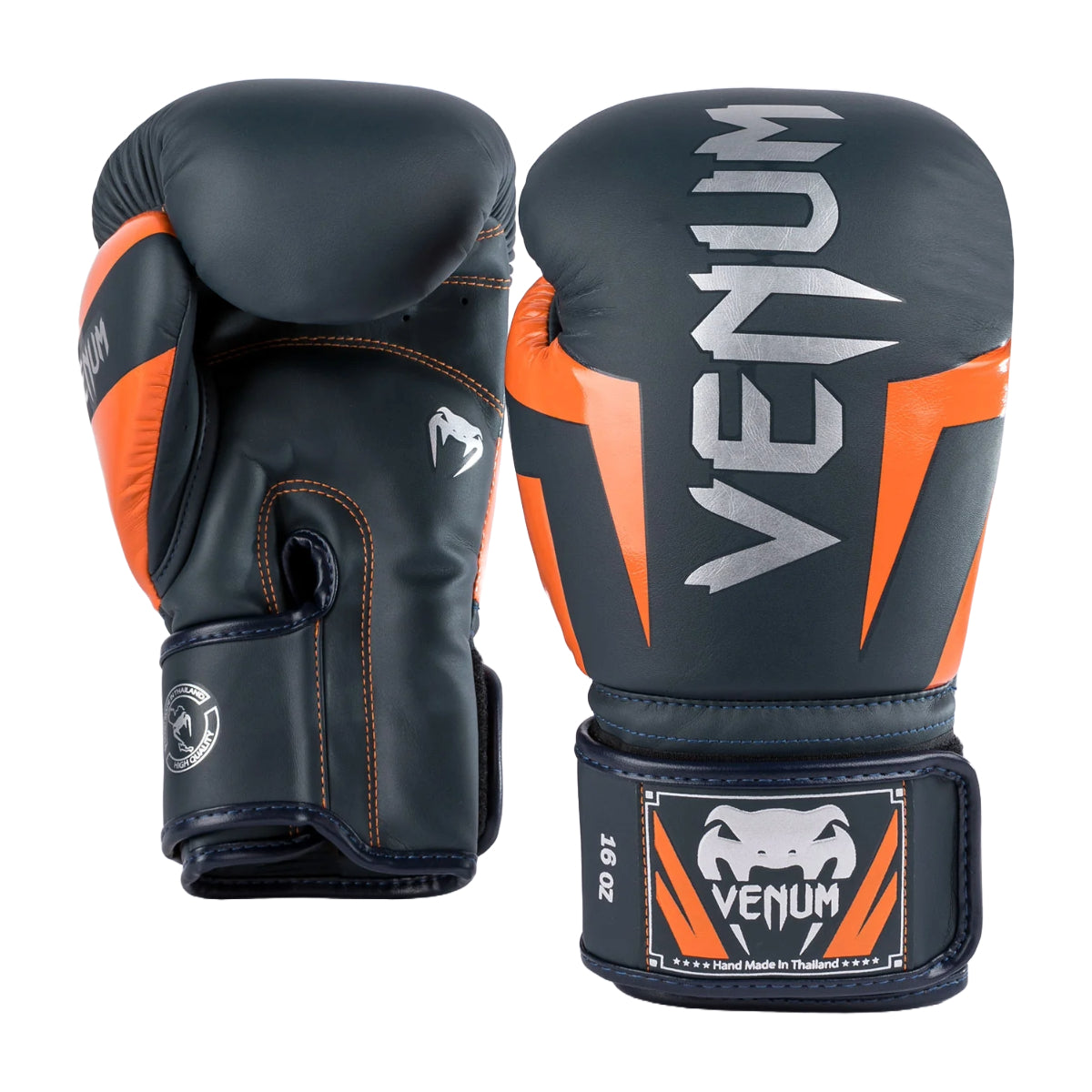 Navy/Silver/Orange Venum Elite Boxing Gloves    at Bytomic Trade and Wholesale