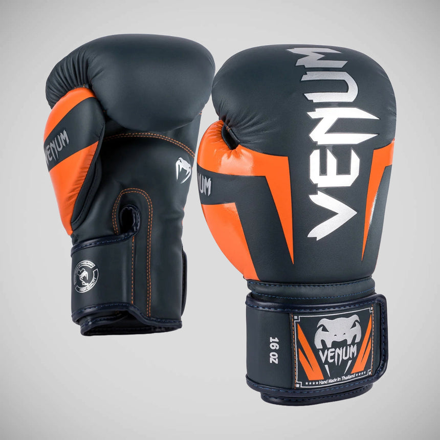 Navy/Silver/Orange Venum Elite Boxing Gloves    at Bytomic Trade and Wholesale