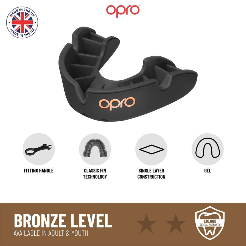 Black Opro Junior Bronze Self-Fit Mouth Guard    at Bytomic Trade and Wholesale