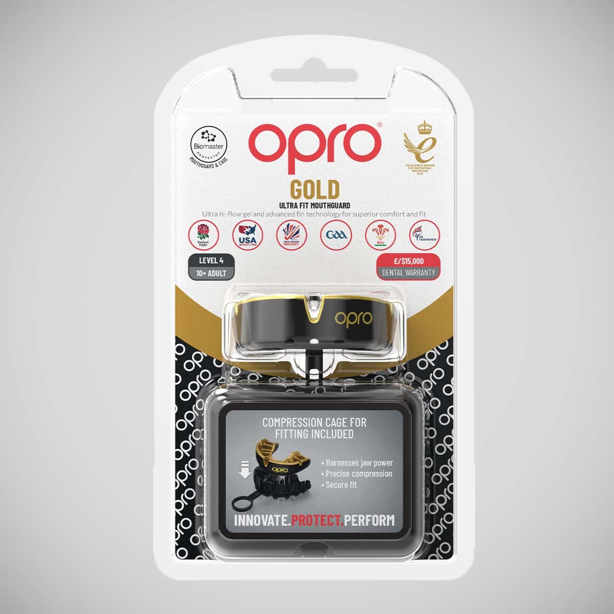 Opro Gold Self-Fit Mouth Guard Black/Gold    at Bytomic Trade and Wholesale