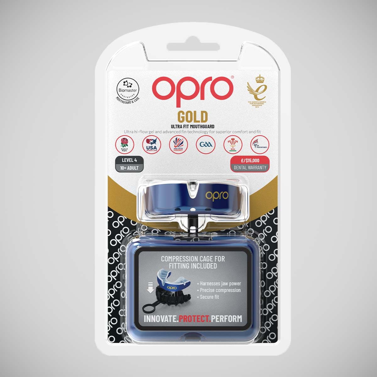 Blue/Pearl Opro Gold Self-Fit Mouth Guard    at Bytomic Trade and Wholesale