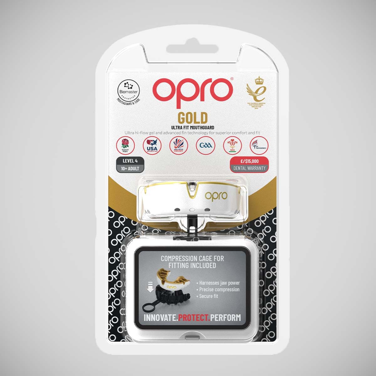 Opro Gold Self-Fit Mouth Guard White/Gold    at Bytomic Trade and Wholesale