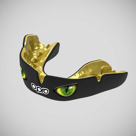 Black/Green/Gold Opro Instant Custom-Fit Eyes Mouth Guard    at Bytomic Trade and Wholesale