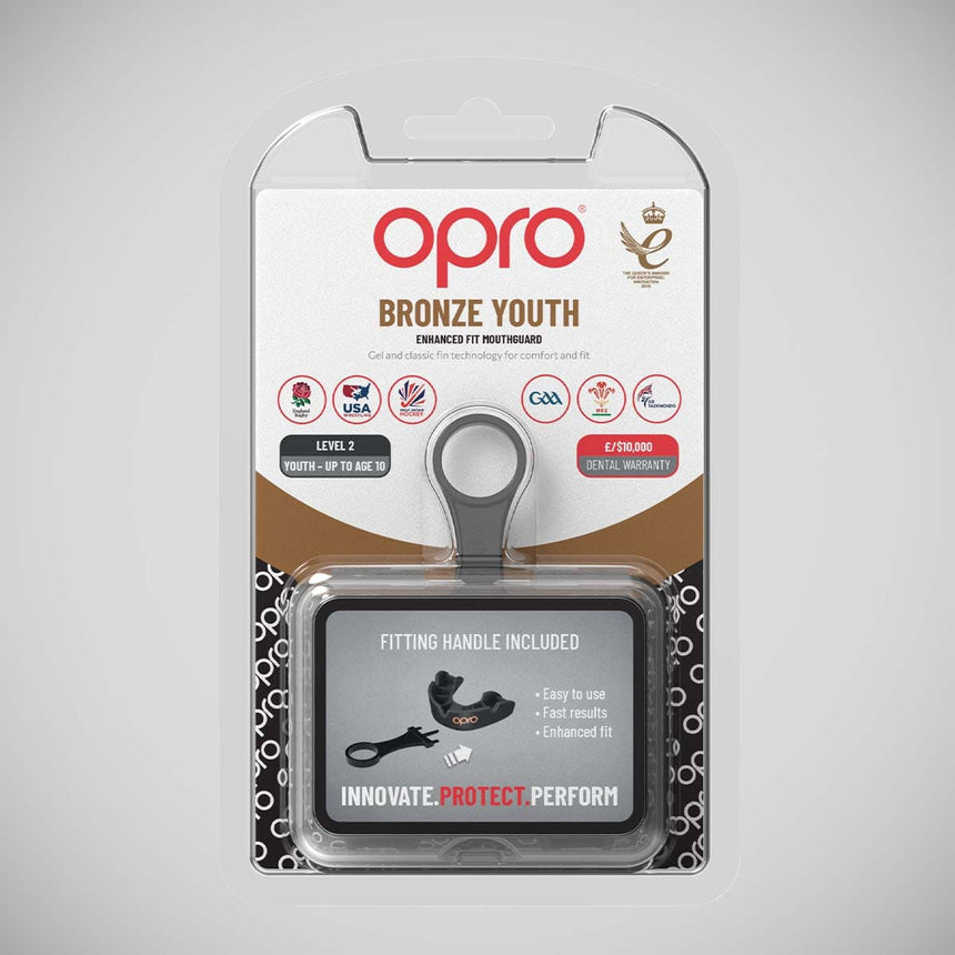 Black Opro Junior Bronze Self-Fit Mouth Guard    at Bytomic Trade and Wholesale