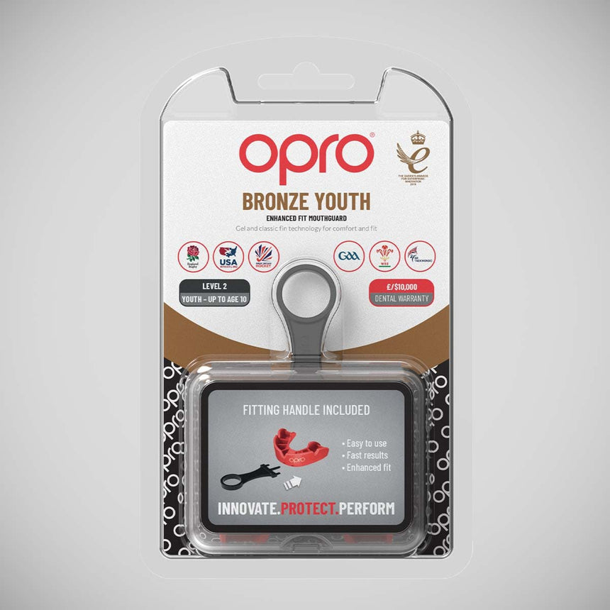 Red Opro Junior Bronze Self-Fit Mouth Guard    at Bytomic Trade and Wholesale