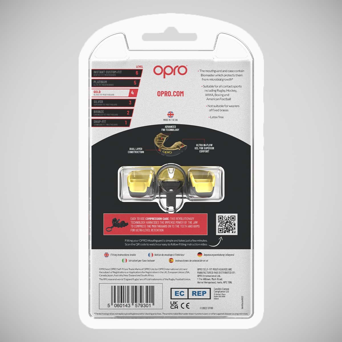 Opro Junior Gold Self-Fit Mouth Guard Black/Gold    at Bytomic Trade and Wholesale