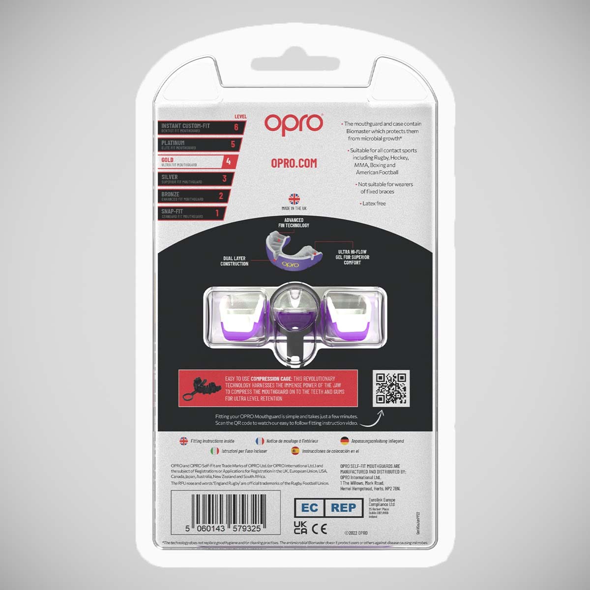 Purple/Pearl Opro Junior Gold Self-Fit Mouth Guard    at Bytomic Trade and Wholesale