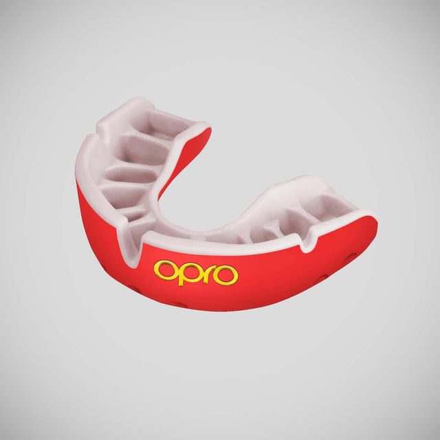 Red/Pearl Opro Junior Gold Self-Fit Mouth Guard    at Bytomic Trade and Wholesale