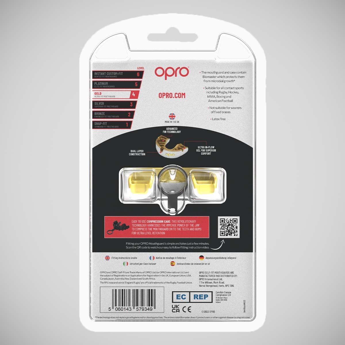 Opro Junior Gold Self-Fit Mouth Guard White/Gold    at Bytomic Trade and Wholesale