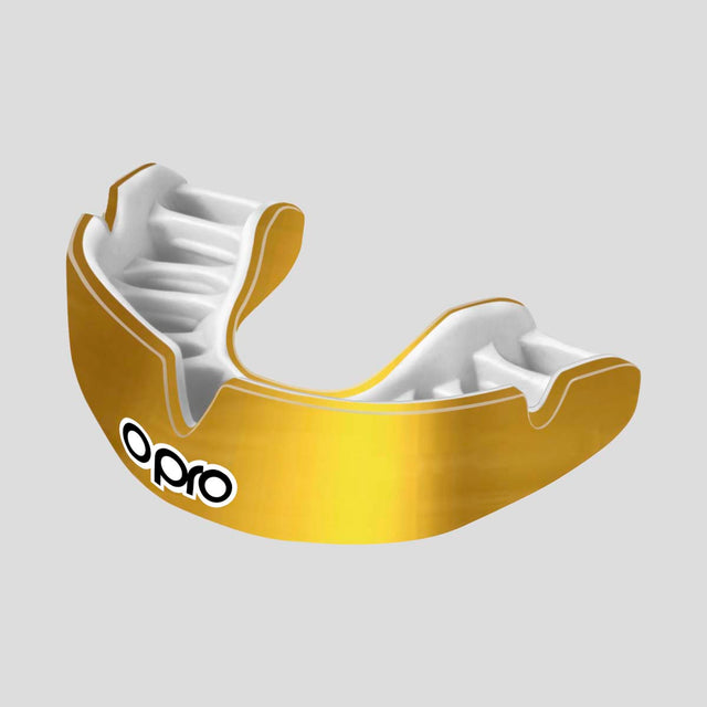 Gold/White Opro Junior Instant Custom-Fit Single Colour Mouth Guard    at Bytomic Trade and Wholesale