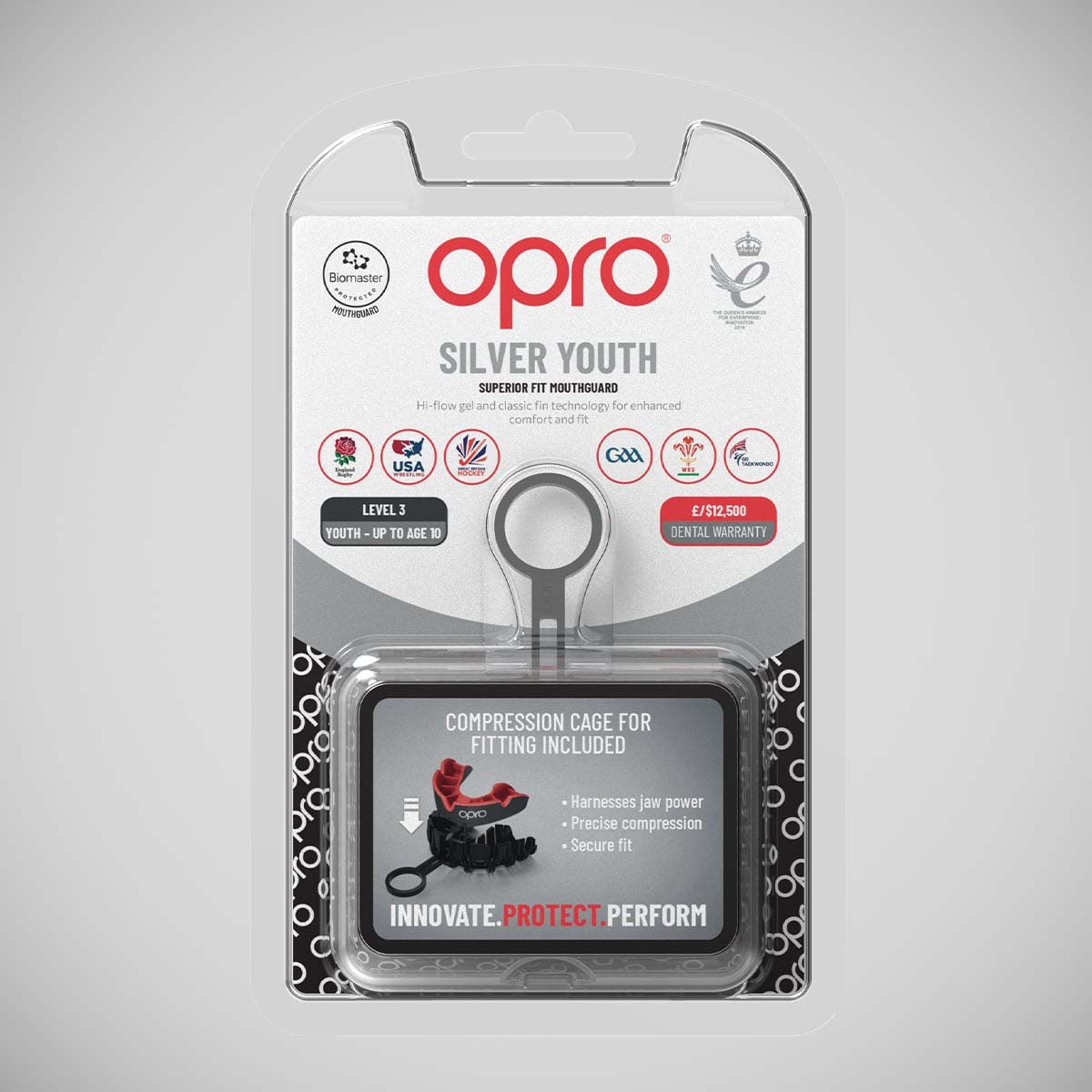 Black/Red Opro Junior Silver Self-Fit Mouth Guard    at Bytomic Trade and Wholesale