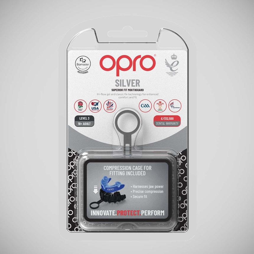 Dark Blue/Blue Opro Silver Self-Fit Mouth Guard    at Bytomic Trade and Wholesale