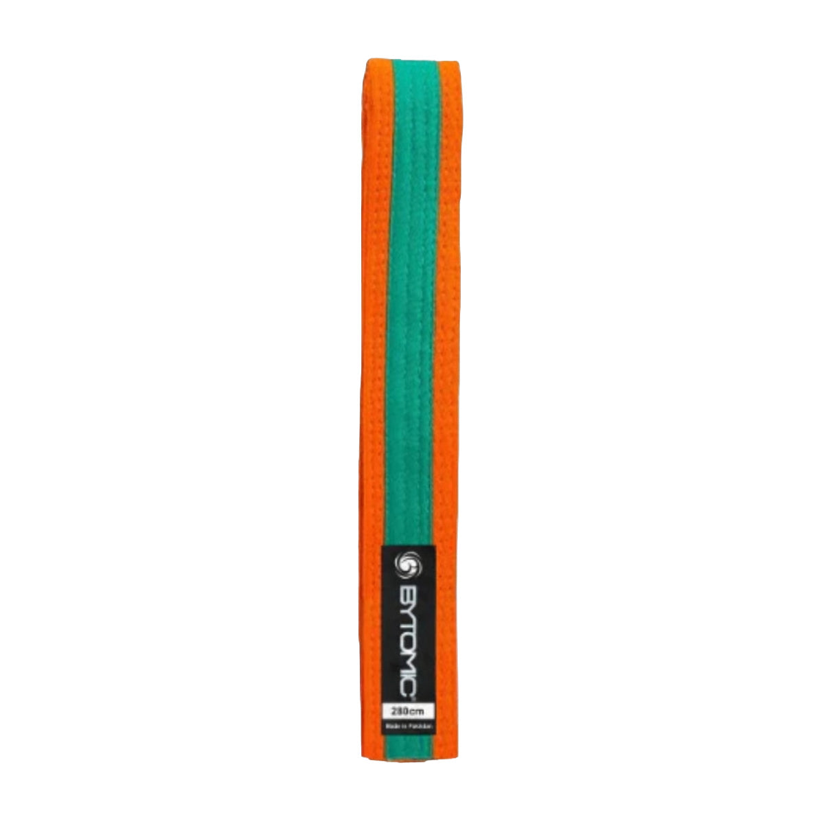 Orange/Green Bytomic 100% Cotton Coloured Stripe Martial Arts Belt at Bytomic Trade and Wholesale