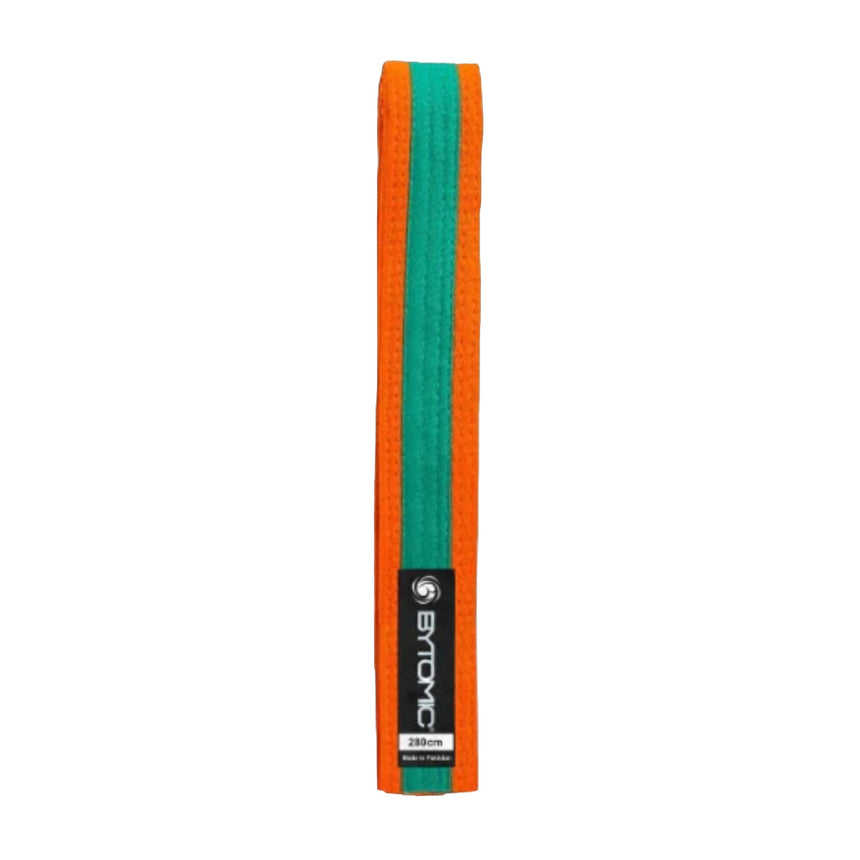 Orange/Green Bytomic Coloured Stripe Martial Arts Belt    at Bytomic Trade and Wholesale