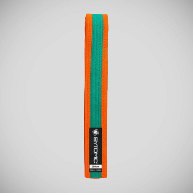 Orange/Green Bytomic 100% Cotton Coloured Stripe Martial Arts Belt at Bytomic Trade and Wholesale