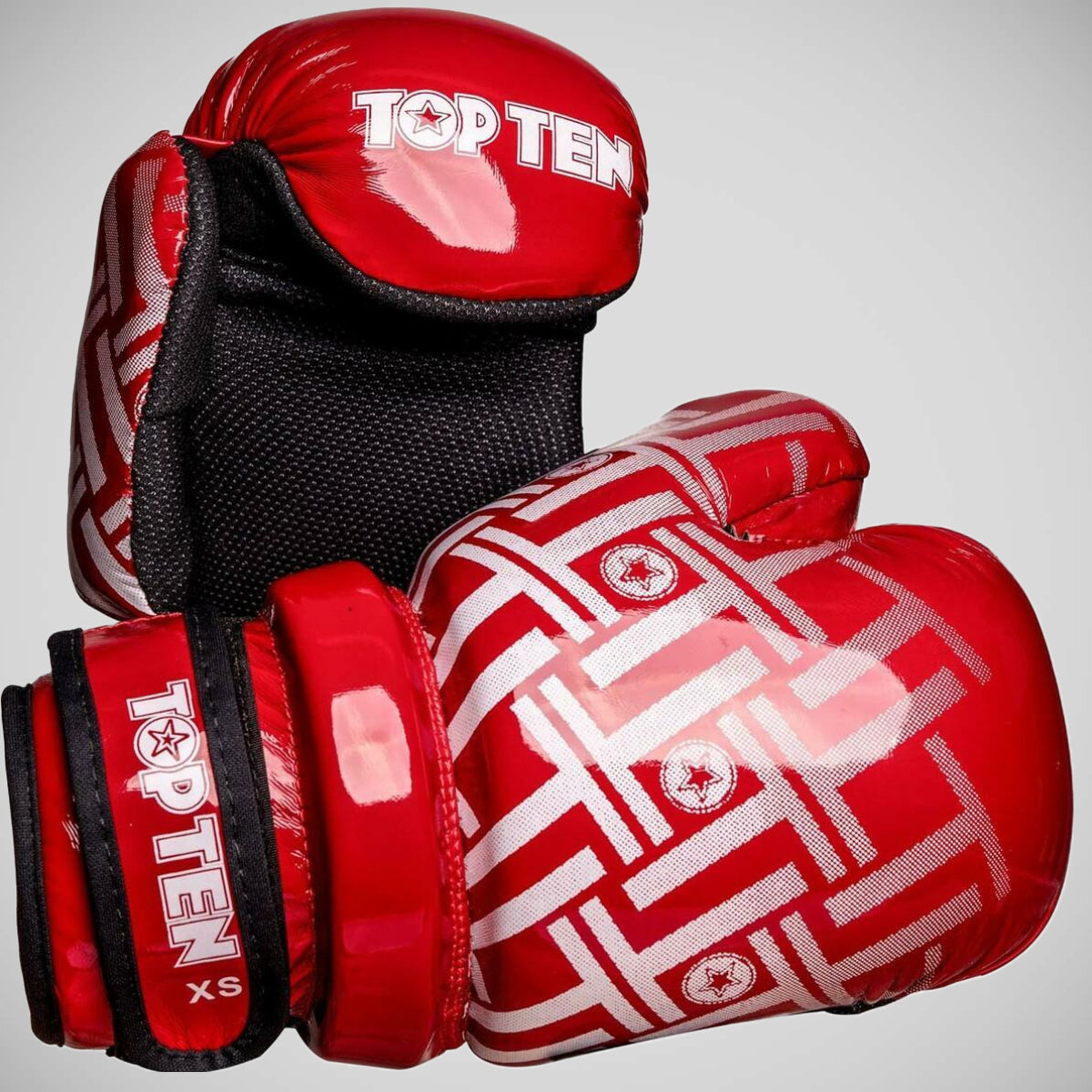 Red/White Top Ten Superlight Prism Glossy Pointfighter Gloves    at Bytomic Trade and Wholesale