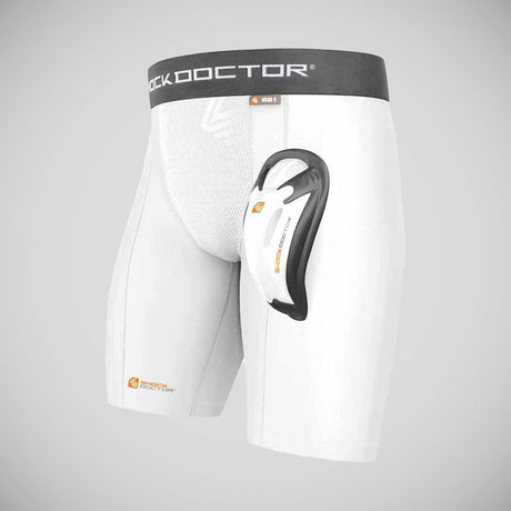 White Shock Doctor Youth Core Compression Short/Bioflex Cup    at Bytomic Trade and Wholesale
