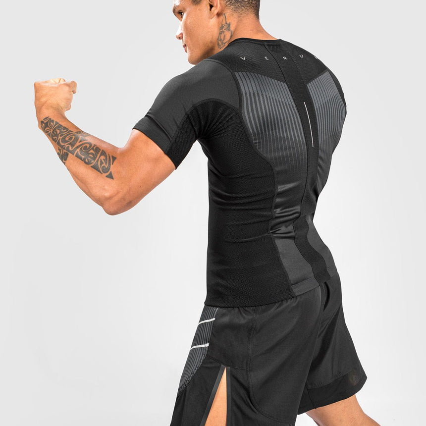 Black/Grey Venum Biomecha Short Sleeve Rash Guard    at Bytomic Trade and Wholesale