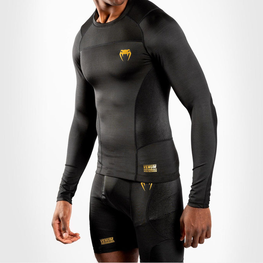 Black/Gold Venum G-Fit Long Sleeve Rash Guard    at Bytomic Trade and Wholesale