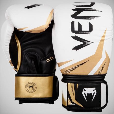 White/Gold Venum Challenger 3.0 Boxing Gloves