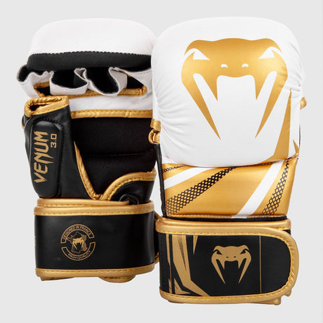 White/Black/Gold Venum Challenger 3.0 MMA Sparring Gloves    at Bytomic Trade and Wholesale