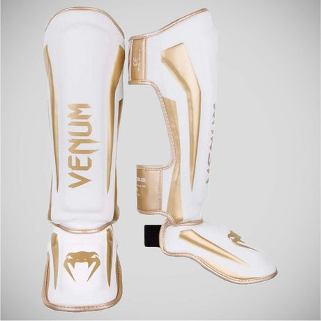 White Venum Elite Stand Up Shin Guards    at Bytomic Trade and Wholesale