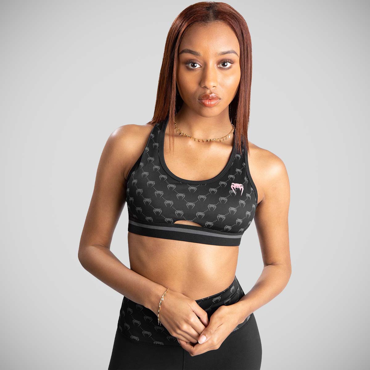 Black/Pink Gold Venum Monogram Sports Bra    at Bytomic Trade and Wholesale