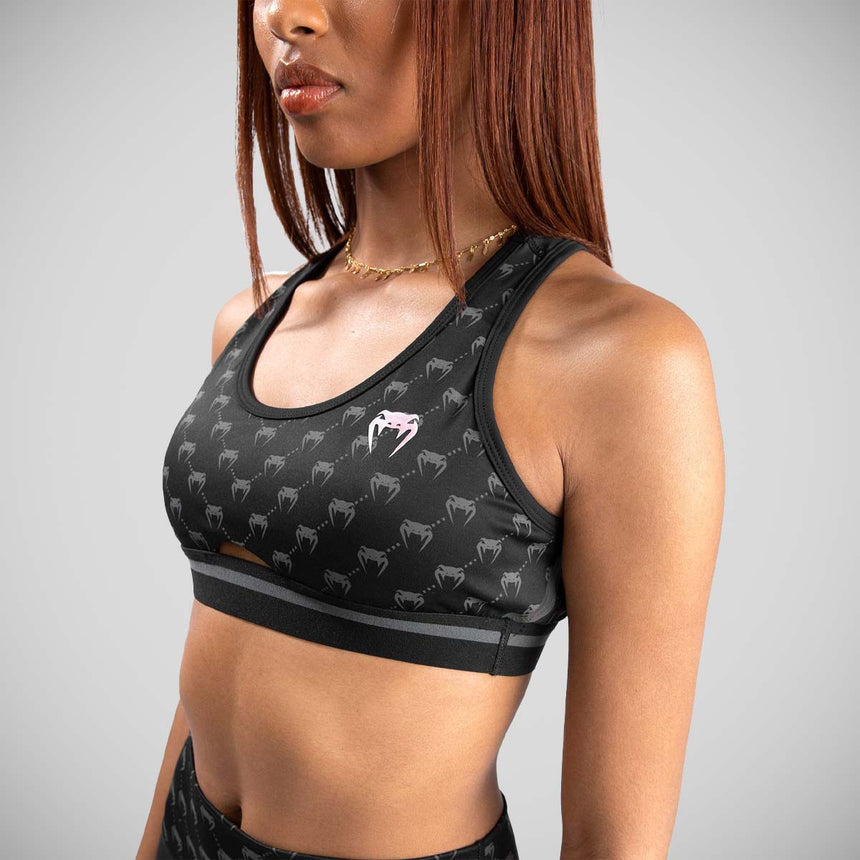 Black/Pink Gold Venum Monogram Sports Bra    at Bytomic Trade and Wholesale