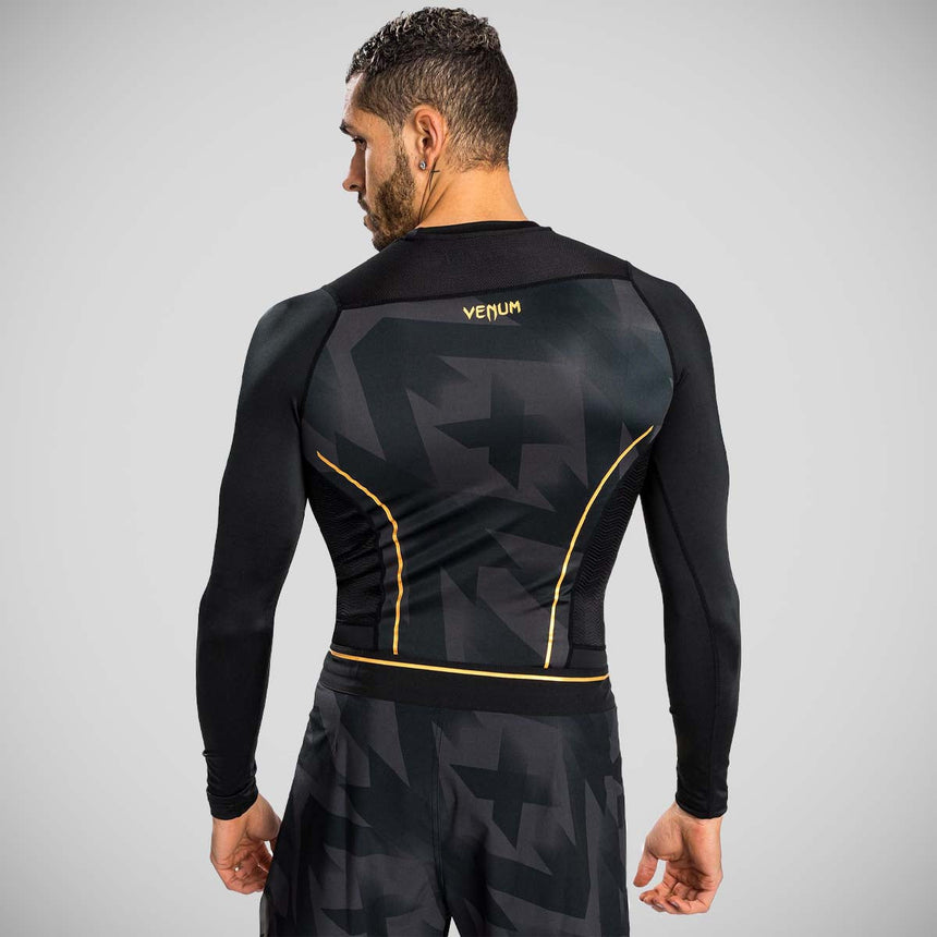 Black/Gold Venum Razor Long Sleeve Rash Guard    at Bytomic Trade and Wholesale