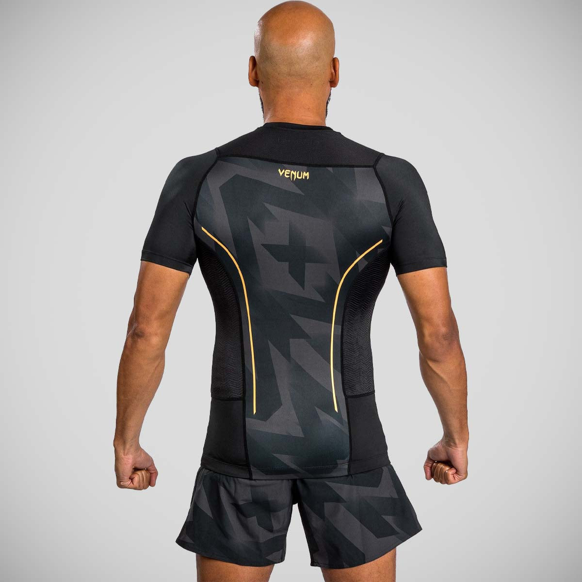 Black/Gold Venum Razor Short Sleeve Rash Guard    at Bytomic Trade and Wholesale