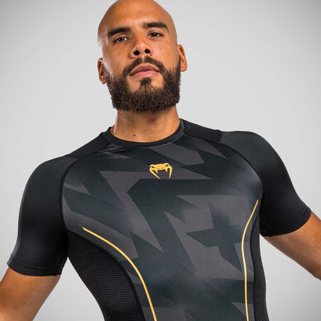 Black/Gold Venum Razor Short Sleeve Rash Guard    at Bytomic Trade and Wholesale