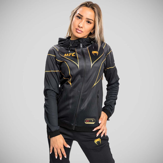 Black/Gold Venum UFC Authentic Fight Night 2.0 Women's Walkout Hoodie    at Bytomic Trade and Wholesale