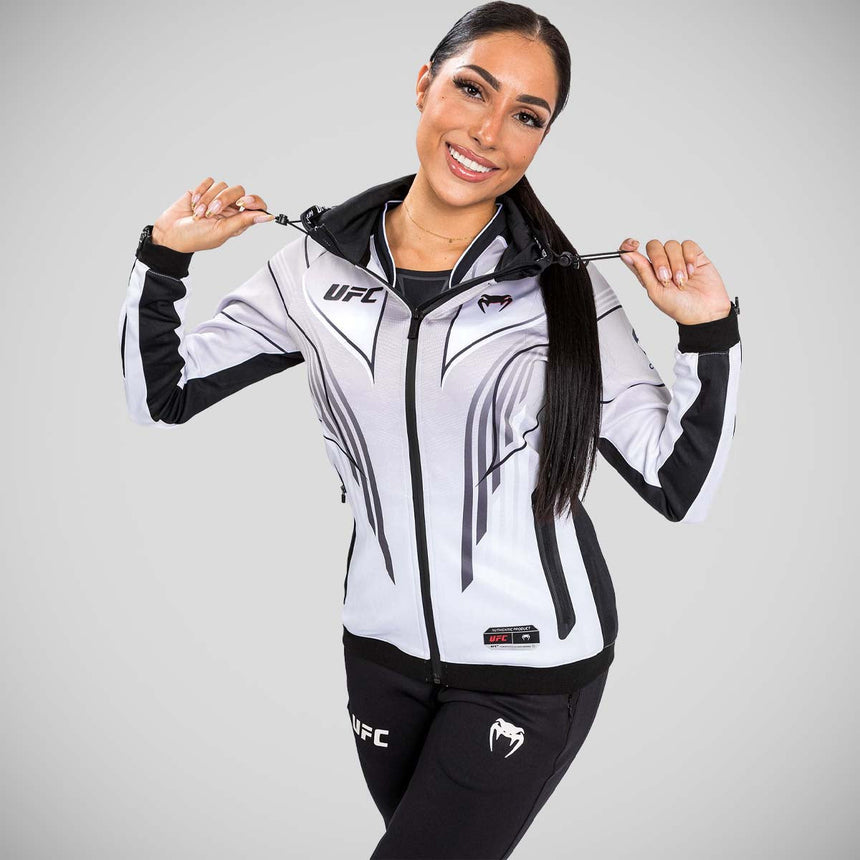 White Venum UFC Authentic Fight Night 2.0 Women's Walkout Hoodie    at Bytomic Trade and Wholesale