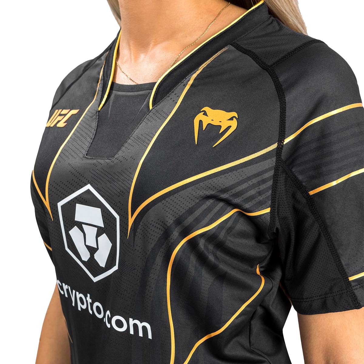 Black/Gold Venum UFC Authentic Fight Night 2.0 Women's Walkout Jersey    at Bytomic Trade and Wholesale