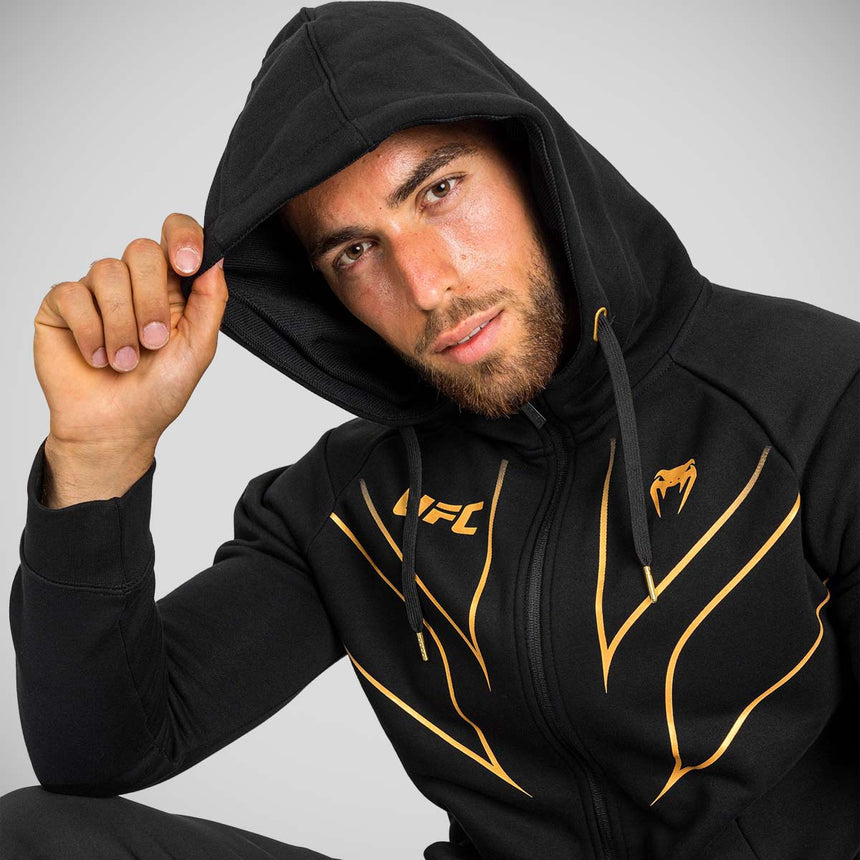 Black/Gold Venum UFC Fight Night 2.0 Replica Full Zip Hoodie    at Bytomic Trade and Wholesale