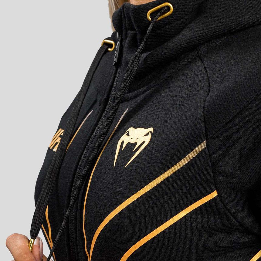 Black/Gold Venum UFC Fight Night 2.0 Replica Women's Full Zip Hoodie    at Bytomic Trade and Wholesale