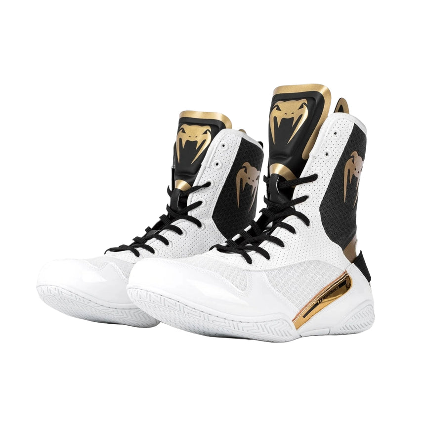 White/Black/Gold Venum Elite Boxing Shoes    at Bytomic Trade and Wholesale