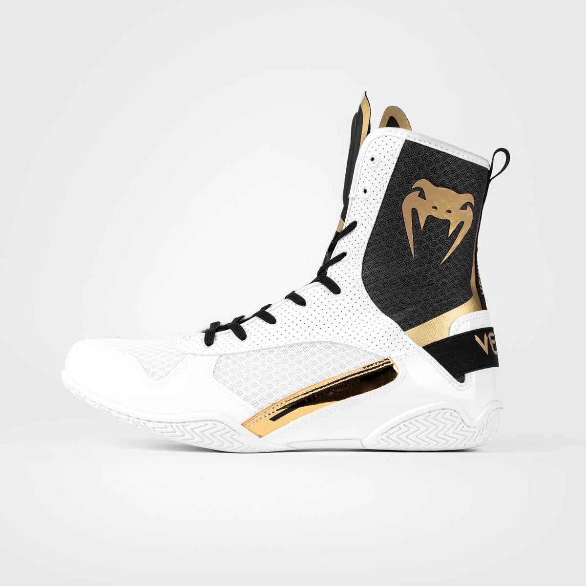 White/Black/Gold Venum Elite Boxing Shoes    at Bytomic Trade and Wholesale